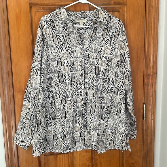 Appleseed’s Plus Women’s Bohemian Print Button Down Shirt - Picture 2 of 8